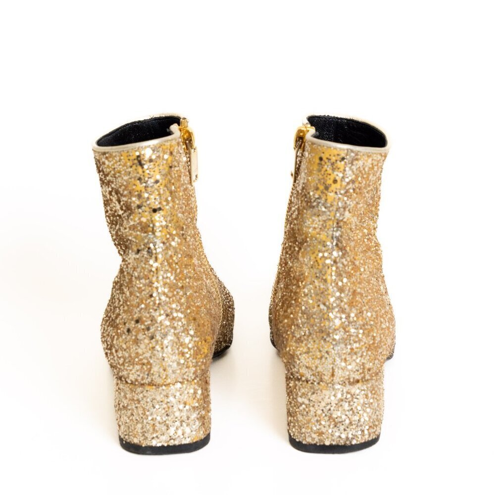 Saint Laurent Babies Gold Glitter Block Heel Ankle Boot EU 36 Authentic COA - Picture 6 of 16